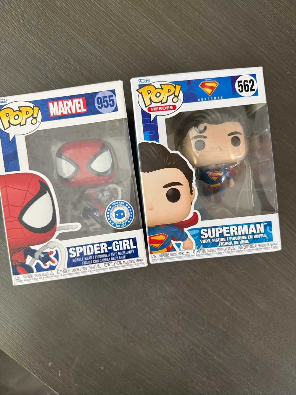 Funko POP! Heroes Marvel Spider-Girl & DC Superman Vinyl Figures - Red, Blue